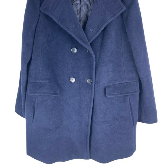 Talbots Funnel Neck Wool Alpaca Blend Double Breasted Coat Blue Size 16 - Picture 5 of 10